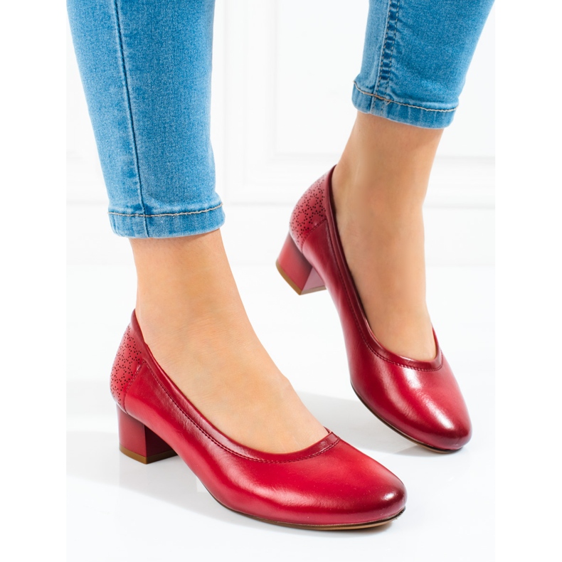 W. Potocki Escarpins femme petit talon Potocki rouge 1