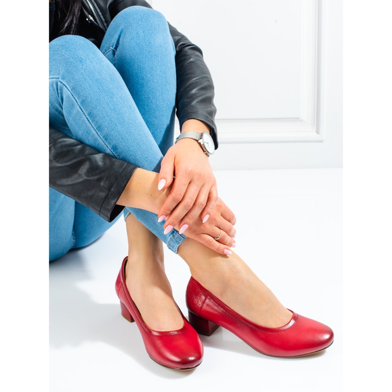 W. Potocki Escarpins femme petit talon Potocki rouge 2