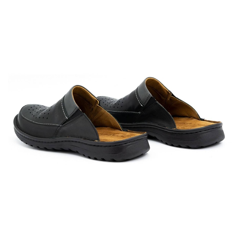 Chaussons en cuir pour hommes 219 Kampol noir le noir 4 Chaussons en cuir pour hommes 219 Kampol noir le noir 4