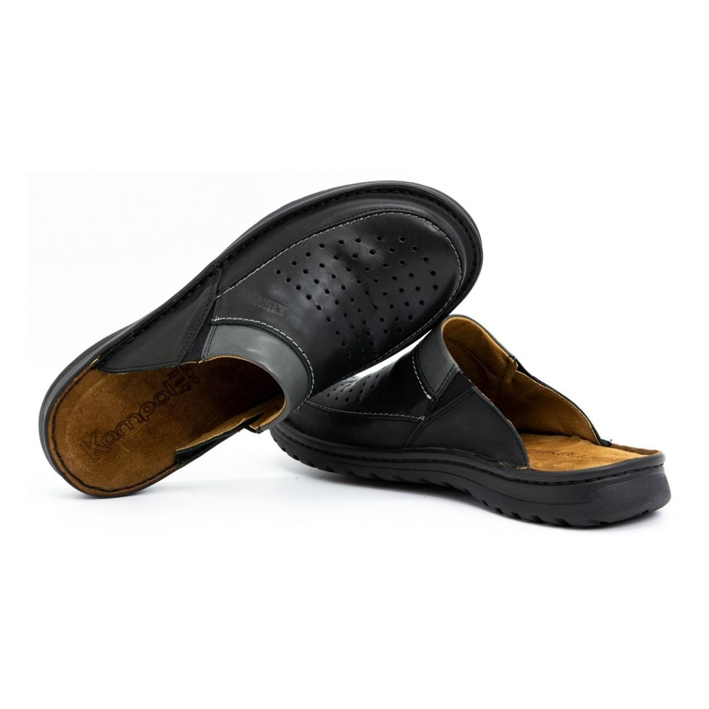 Chaussons en cuir pour hommes 219 Kampol noir 5