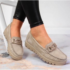 Mocassins en cuir pour femmes sur la plate-forme beige Filippo DP3334 1