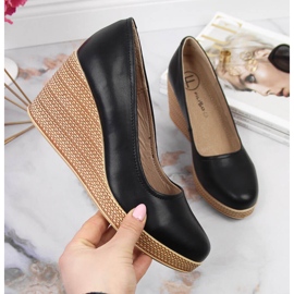 Escarpins compensés en cuir noir Filippo DP3521 1