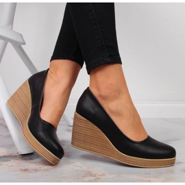 Escarpins compensés en cuir noir Filippo DP3521 le noir 4
