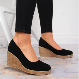 Escarpins compensés en cuir noir Suede Filippo DP3521 le noir 5