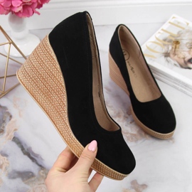Escarpins compensés en cuir noir Suede Filippo DP3521 le noir 1