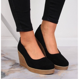Escarpins compensés en cuir noir Suede Filippo DP3521 le noir 6