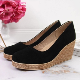 Escarpins compensés en cuir noir Suede Filippo DP3521 le noir 2