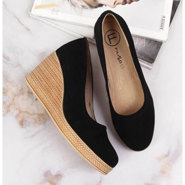 Escarpins compensés en cuir noir Suede Filippo DP3521 le noir 3