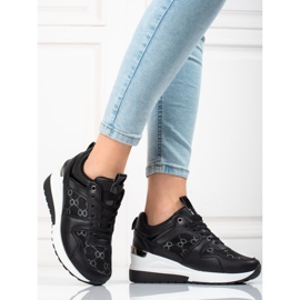 Baskets compensées Shelovet pour femmes avec motif le noir 3