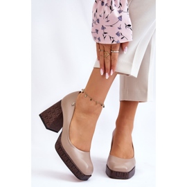 Escarpins en cuir à la mode Laura Messi 2599 Beige 1