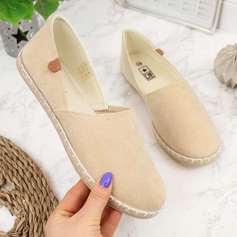 Espadrilles ajourées femme daim beige NEWS 20TX02-2416 2