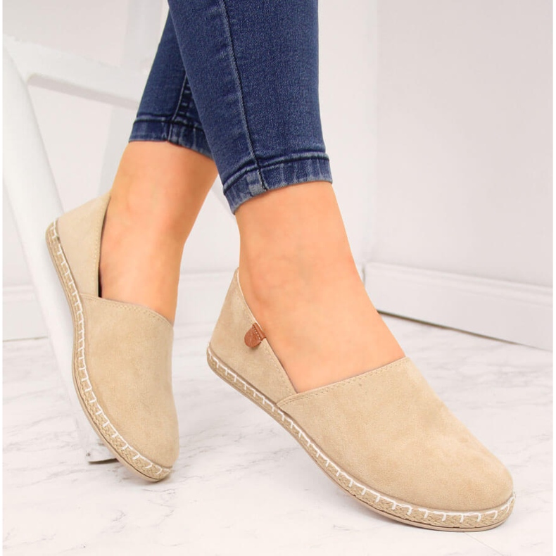 Espadrilles ajourées femme daim beige NEWS 20TX02-2416 1