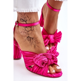 Sandales à la mode avec des arcs à thèmes élevés fuchsia rose 4