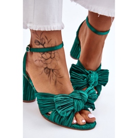 Sandales à talons hauts Callum vertes à la mode avec un nœud 7