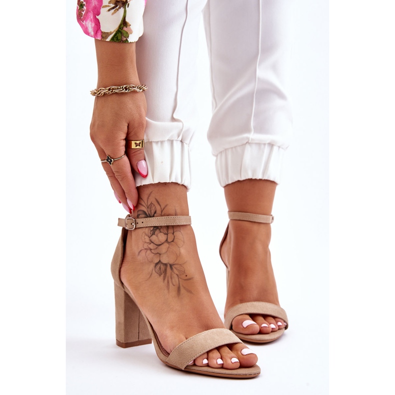 PS1 Sandales à talons en daim beiges classiques Amina brun 1