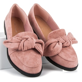 Ideal Shoes Richelieus en daim à nœud rose 1