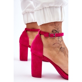 PS1 Sandales à talons fuchsia en daim classiques d'Amina rose 4