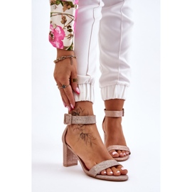 Sandales Brillantes à Talons Hauts Or Rose Maxim 1