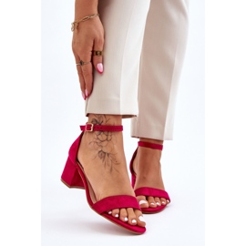 PS1 Sandales à talons bas en daim Quincy fuchsia rose 1