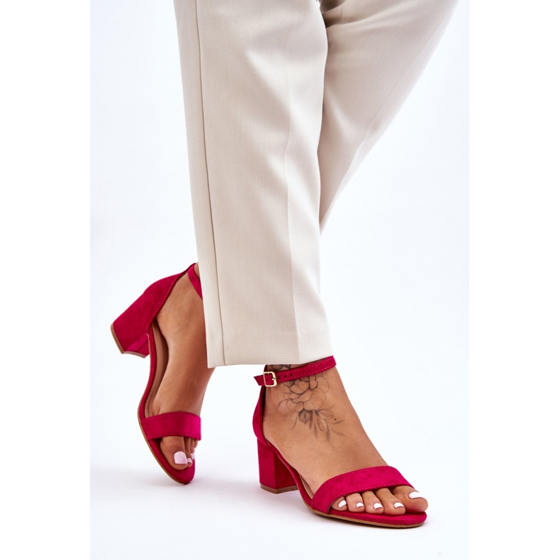 PS1 Sandales à talons bas en daim Quincy fuchsia rose 2