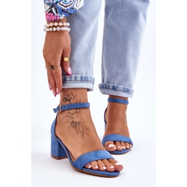 PS1 Sandales à talons bas en daim bleu Quincy 3