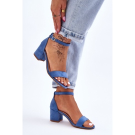 PS1 Sandales à talons bas en daim bleu Quincy 2