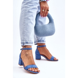 PS1 Sandales à talons bas en daim bleu Quincy 1