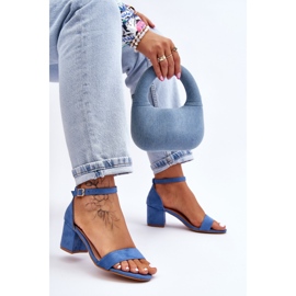 PS1 Sandales à talons bas en daim bleu Quincy 4