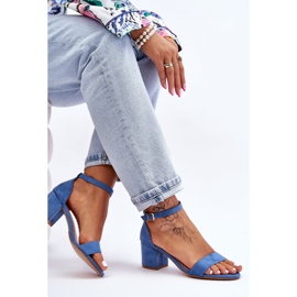 PS1 Sandales à talons bas en daim bleu Quincy 5