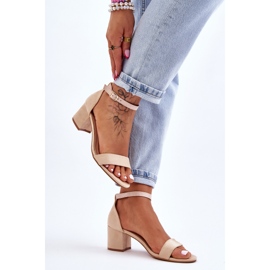 PS1 Sandales à talons bas en daim beige Quincy brun 3