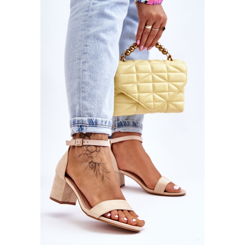 PS1 Sandales à talons bas en daim beige Quincy brun 2