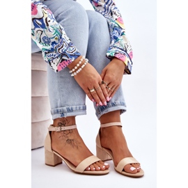 PS1 Sandales à talons bas en daim beige Quincy brun 5