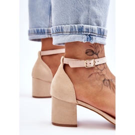 PS1 Sandales à talons bas en daim beige Quincy brun 4