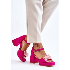 PS1 Sandales à la mode avec des cristaux sur des talons épais Fuchsia Garrett rose 2