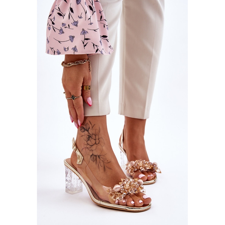 S.Barski Sandales à la mode avec perles Golden Terrance doré 1