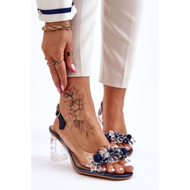 S.Barski Sandales à la mode avec perles marine Terrance bleu marin 2