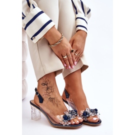S.Barski Sandales à la mode avec perles marine Terrance bleu marin 1