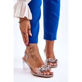 S.Barski Sandales à la mode avec des perles de Terrance grises 1