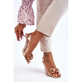 S.Barski Elégantes sandales transparentes à décor de lilas doré 2