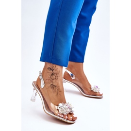 S.Barski Élégantes sandales transparentes à décor de lilas argenté 2