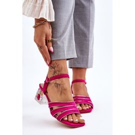 S.Barski Sandales en daim Callan fuchsia avec cristaux rose 1