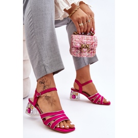 S.Barski Sandales en daim Callan fuchsia avec cristaux rose 5