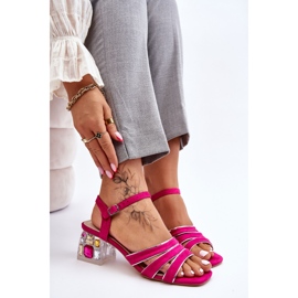 S.Barski Sandales en daim Callan fuchsia avec cristaux rose 6