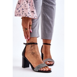 Sandales Élégantes Avec Cubic Zirconia Talons Hauts Noir Laurene le noir 1