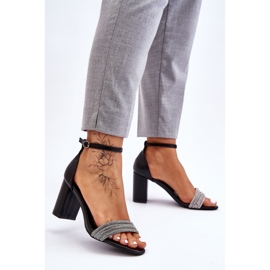 Sandales Élégantes Avec Cubic Zirconia Talons Hauts Noir Laurene le noir 2