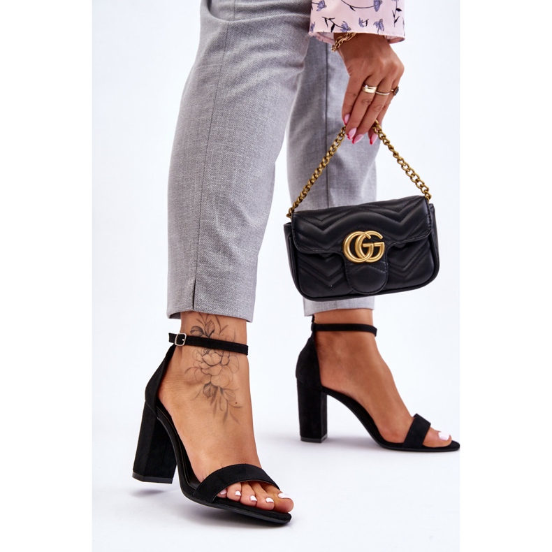 PS1 Sandales à talons en daim noires classiques Amina le noir 2