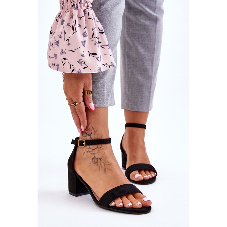 PS1 Sandales en daim noires à talons bas Quincy le noir 1