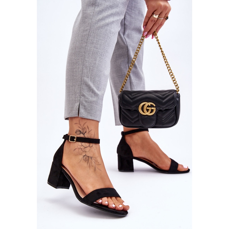 PS1 Sandales en daim noires à talons bas Quincy 2