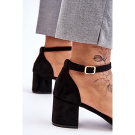 PS1 Sandales en daim noires à talons bas Quincy le noir 4