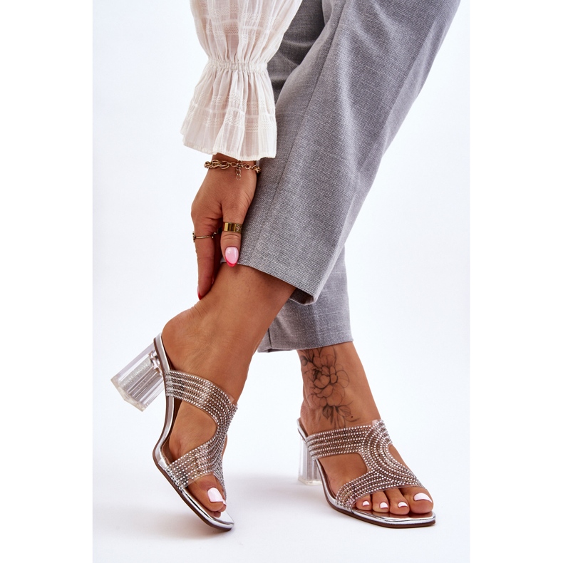 S.Barski Jaxen - Sandales à talons argentées avec strass 2